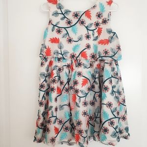 OSHKOSH GENUINE KIDS flowy dress sheer appliquee decor & white lining zipper siz